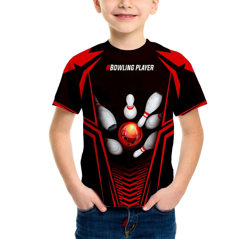

Bowling Lover Sports Boys T Shirt Short Sleeves Tops Girls Children Clothing Summer T-shirt Tee Toddler Clothes for 2-8 Years-7