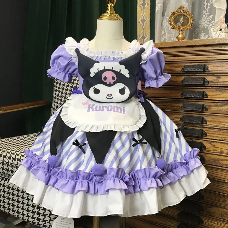 

Sanrio Kuromi My Melody Children Dress Cute Cartoon Anime Lolita Princess Dresses Summer Outdoor Party Children's Birthday Gifts