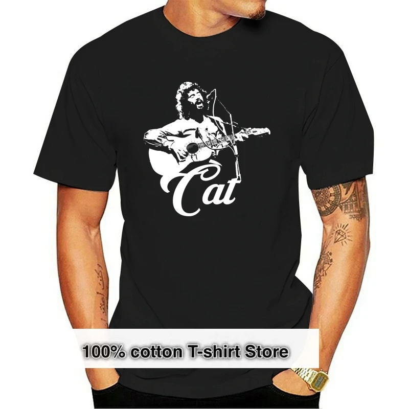 

Men tshirt Cat Stevens White Stencil Unisex T Shirt women T-Shirt tees top