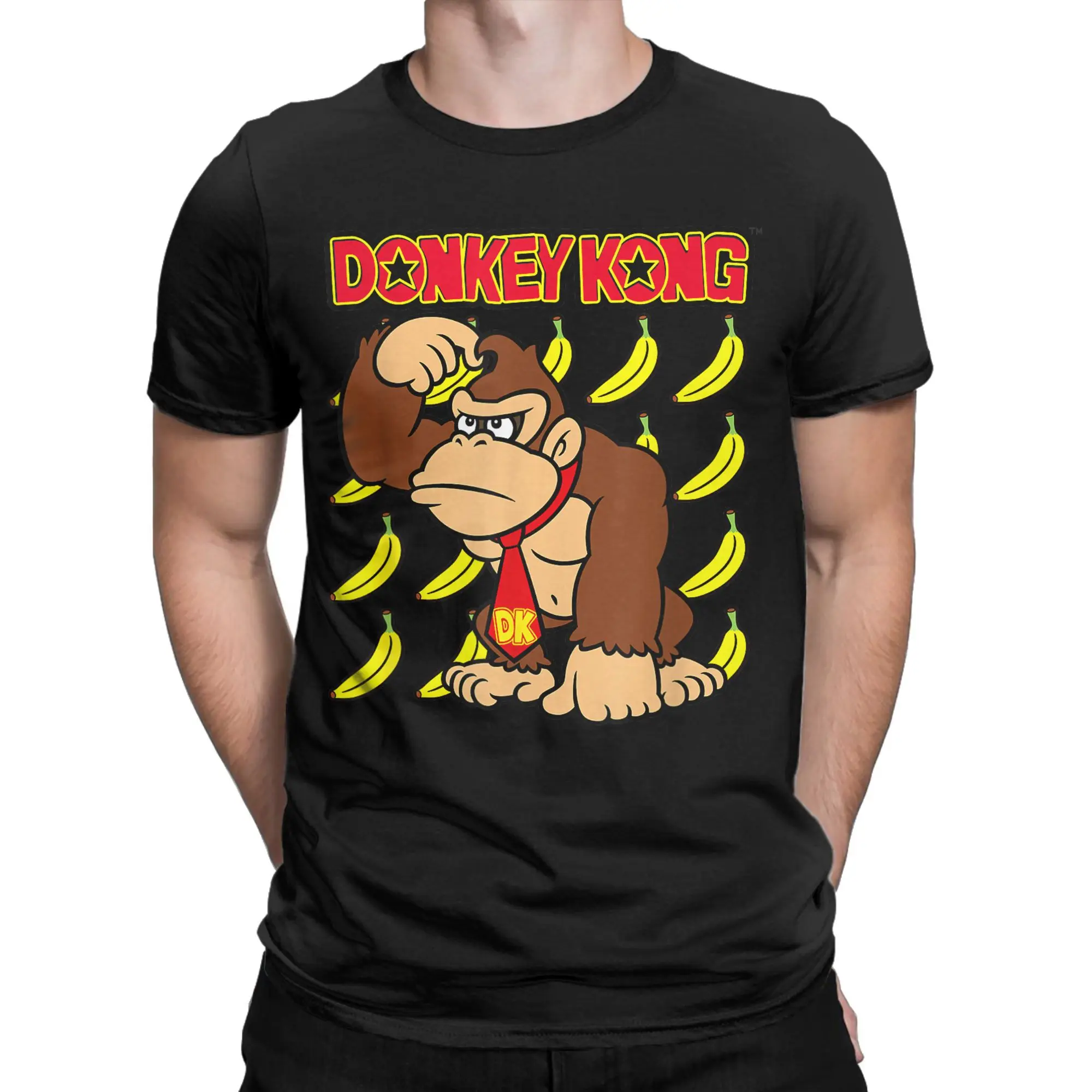 Фото Donkey Kong Ape Thoughts Banana Мужская футболка Винтажная футболка с коротким рукавом и круглым вырезом Футболки из чистого хлопка Подарочная одежда №3