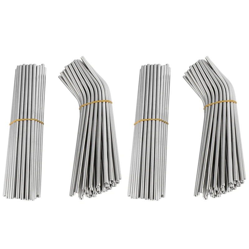 

BMBY-200Pcs Metal Straws Can Be Reused 304 Stainless Steel Drinking Water Pipes 215 Mm X 6 Mm Curved Straws And Straight