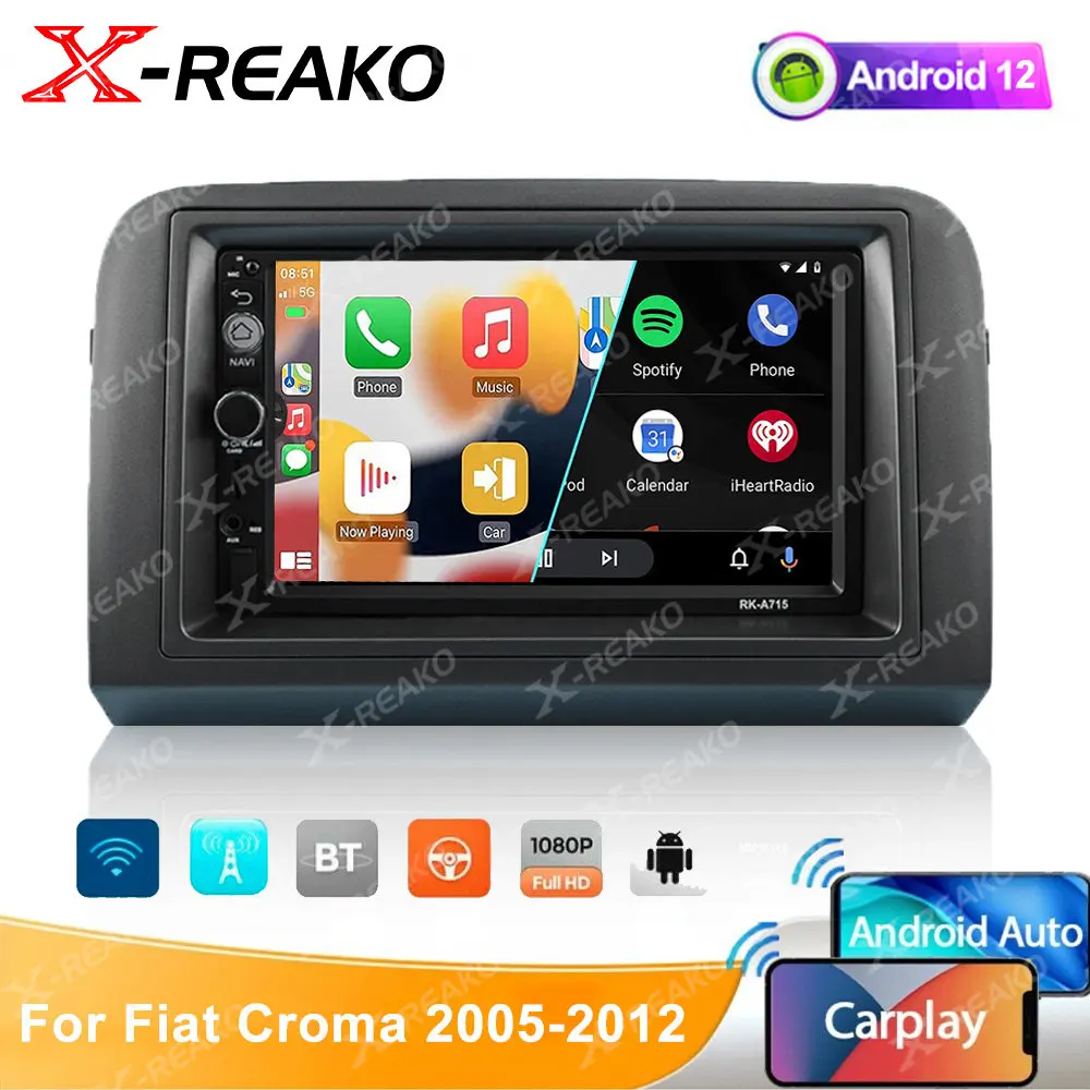 

Магнитола автомобильная, 2 Din, Android 12, стерео для Fiat Croma 2005-2012, мультимедийная навигация, GPS, головное устройство Carplay, Android-Auto BT