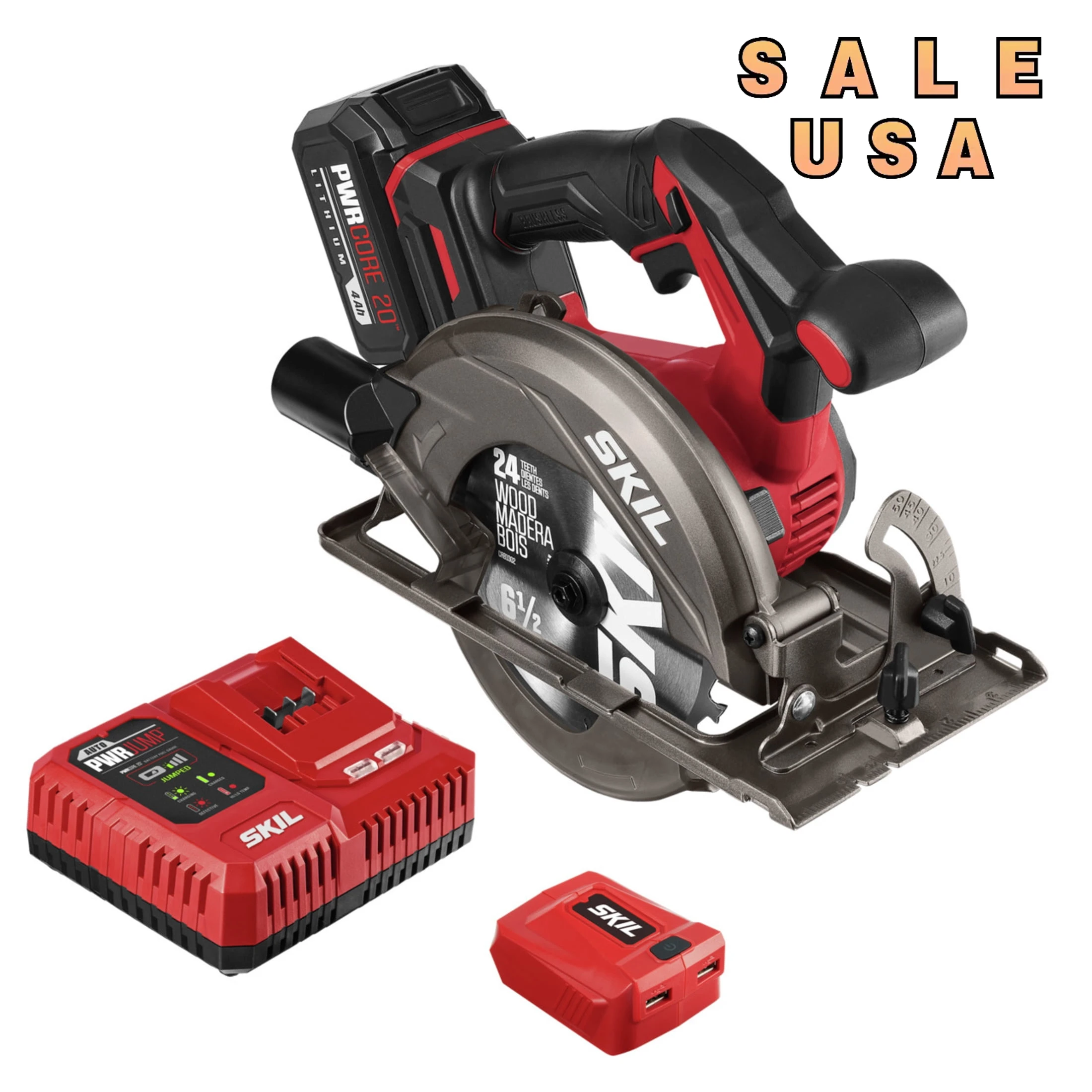 SKIL PWR CORE 20™ Brushless 20-Volt 6.5 in Circular saw Kit with 4.0 Ah Lithium Battery and PWR JUMP™ Charger.NEW. USA