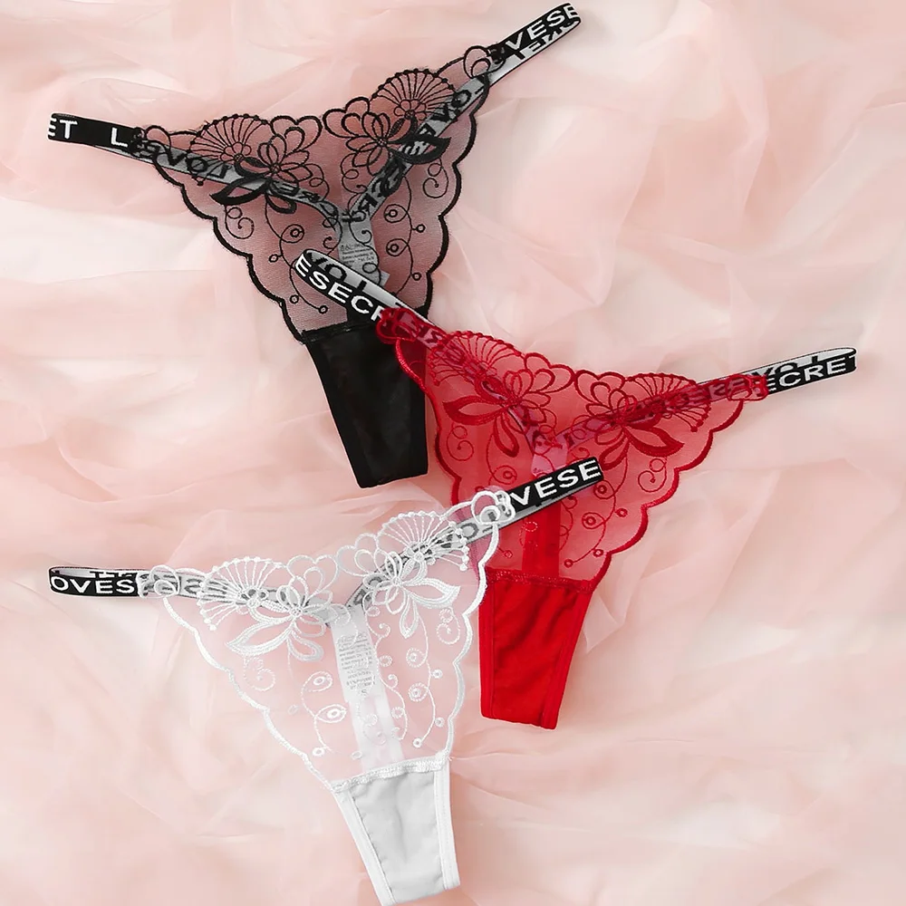 Женские прозрачные стринги с принтом