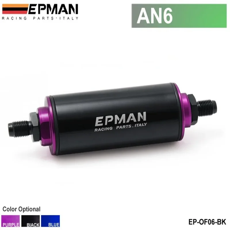 

EPMAN Black Racing Готовый линейный алюминиевый топливный фильтр AN6 со 100-микронным элементом из стали SS EP-OF06