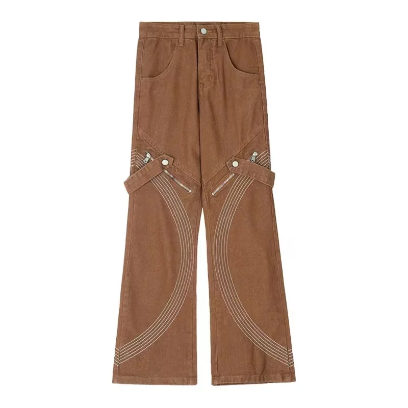 American retro washable hiphop loose straight jeans for men, casual wide leg cargo pants