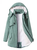 2022 winter womens coat hooded female warm cotton jacket thicken pocket zipper solid vintage style streetwear outwear apparel