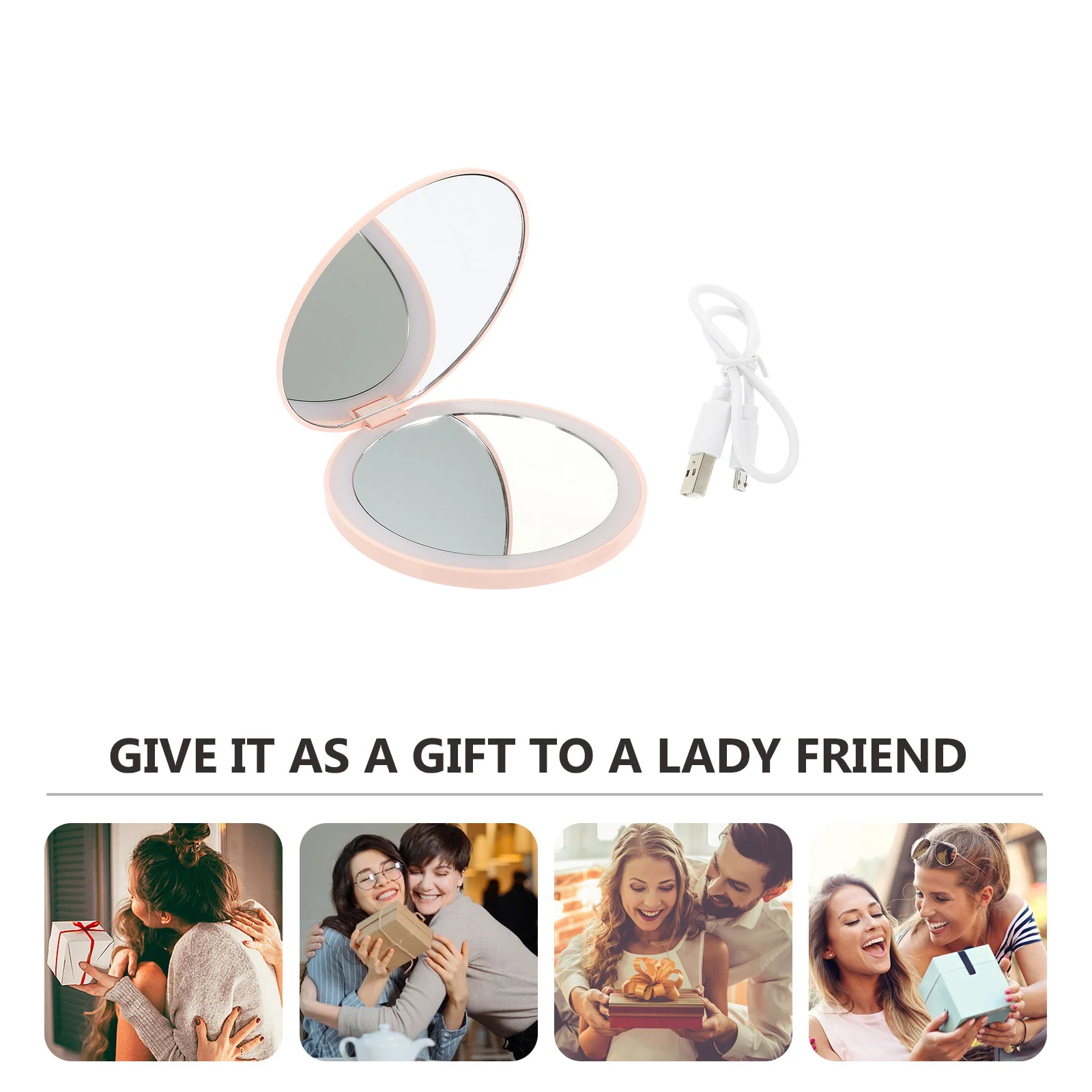 Компактное компактное зеркало для макияжа со светодиодной подсветкой