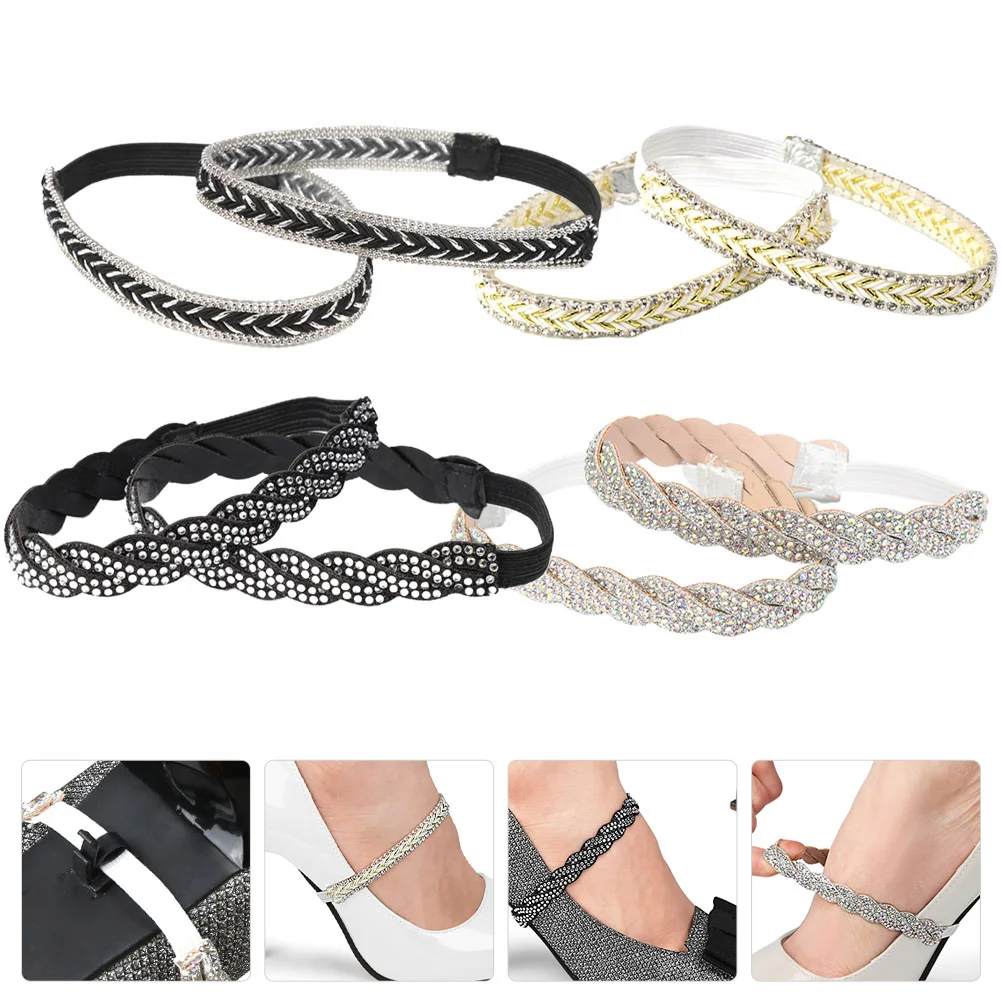 4 Pairs Anti-drop Shoelaces Detachable Belt Elastic Straps Band Ankle Stretchy High Heel Heels