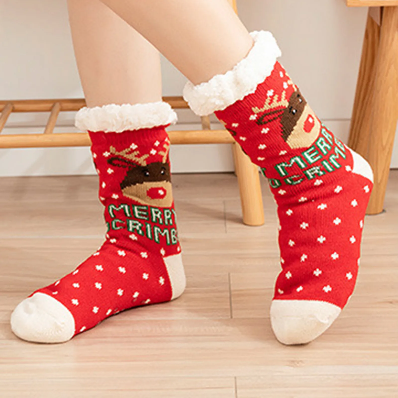 

Зимние теплые плюшевые нескользящие носки рождественский тапок, женские короткие носки для сна, пушистые мягкие женские носки с мультяшным...