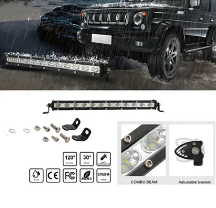 

14INCH 36W LED Work Light Bar Flood Spot Combo For SUV Boat Driving UTE Trucks