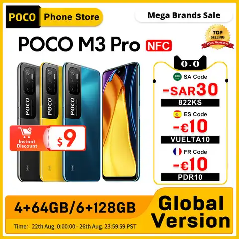Глобальная версия POCO M3 Pro 4 Гб 64 Гб/6 ГБ 128 ГБ 5G NFC Dimensity 700 Octa Core 90 Гц 6,5 дюйма 5000 мАч 48 МП Тройная камера