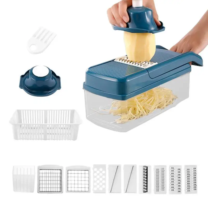 

Измельчитель для еды, многофункциональный измельчитель с контейнером 14 в 1, измельчитель для лука, ручной измельчитель для овощей