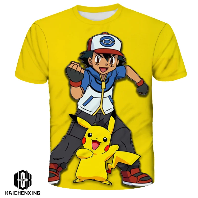 

2023 Year Summer Hot Sale Boys Girls Clothes Summer Cartoon Pokemon T Shirt Short Sleeve Print 3D Tshirt Children Tops Outfit