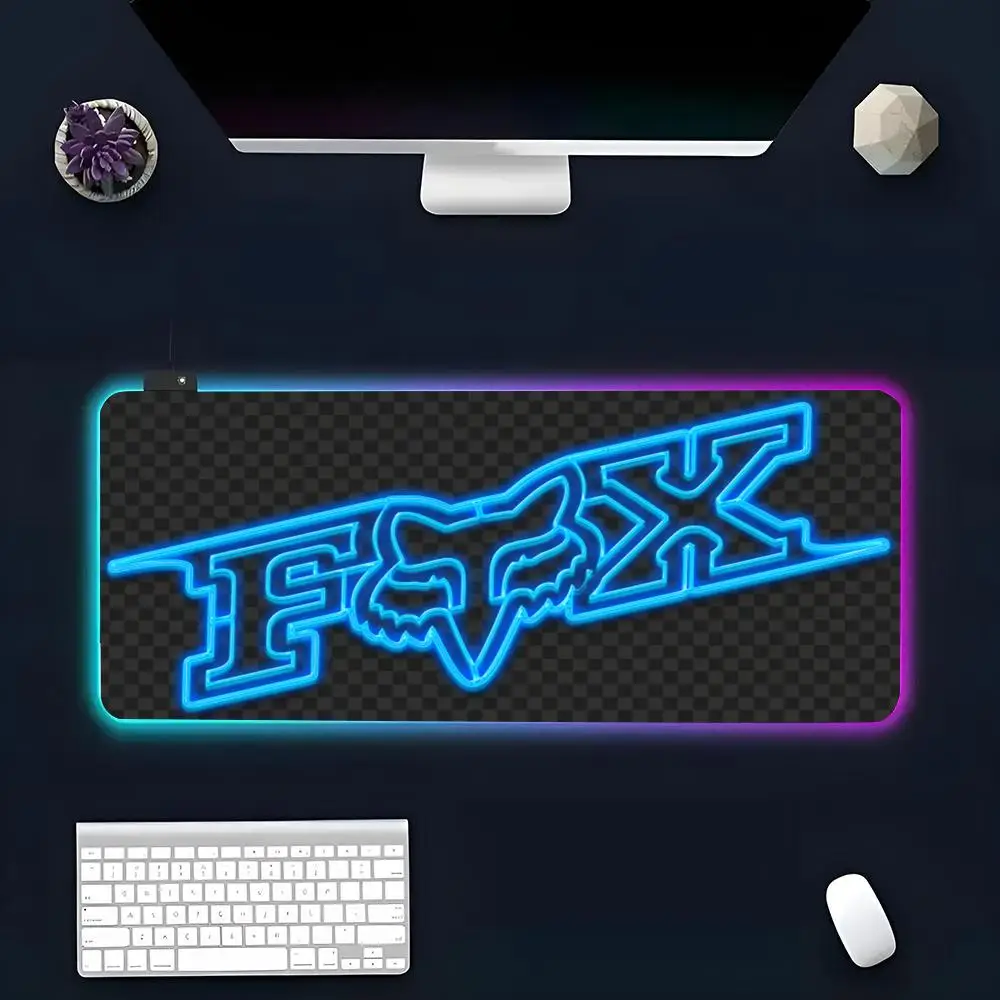 Is Car F-Fox Racing Logo MINISO Mouse Pad RGB Glow Personality Picture Custom PC Table Mat Carpet Game Player Dedicated LED