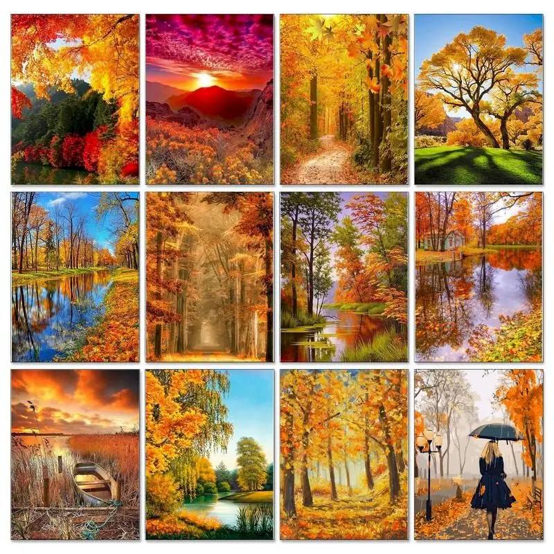 

GATYZTORY Painting By Numbers Autumn Landscape Pictures Drawing By Numbers Adults Crafts Diy Gift Acrylic Paint Home Decors