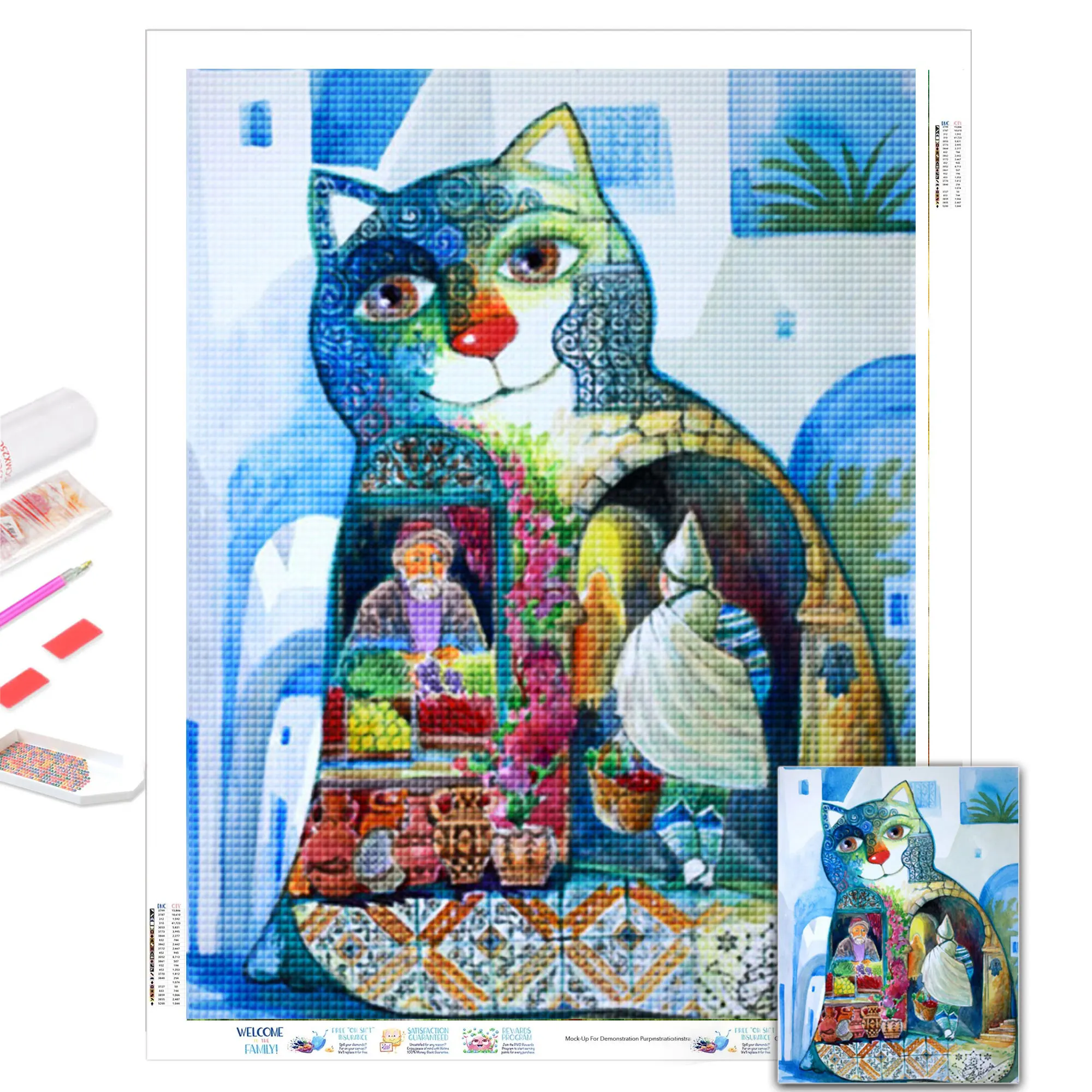 

Алмазная живопись с котом из мультфильма квадратная/круглая искусственная вышивка ручной работы подарок украшение для дома вышивка крести...