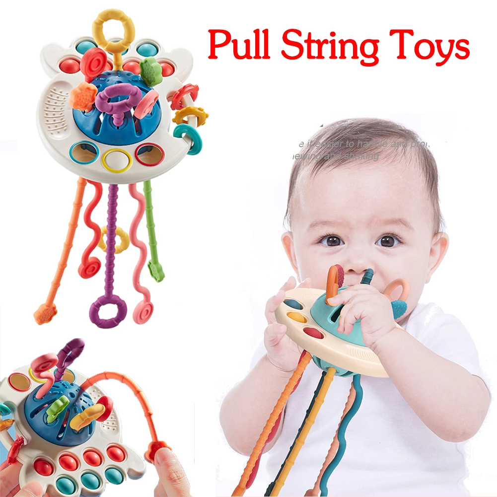 Baby Pull String Finger Grasp Training Toys Montessori Sensory Development Early Learning Education Toys Teething BPA Free 1-3Y