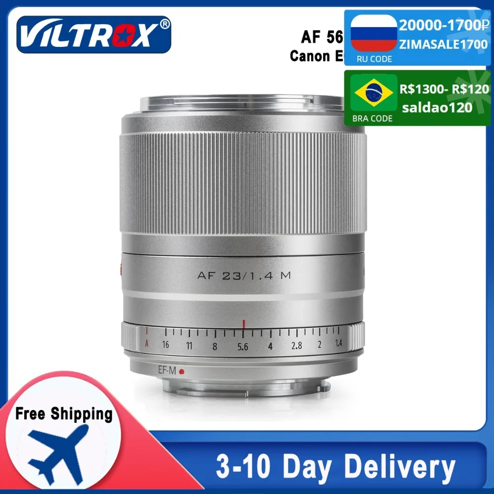 

Объектив Viltrox 23 мм F1.4 STM с автофокусом, для Canon EOS M, M3, M5, M6, Mark II, M50, M100, M200