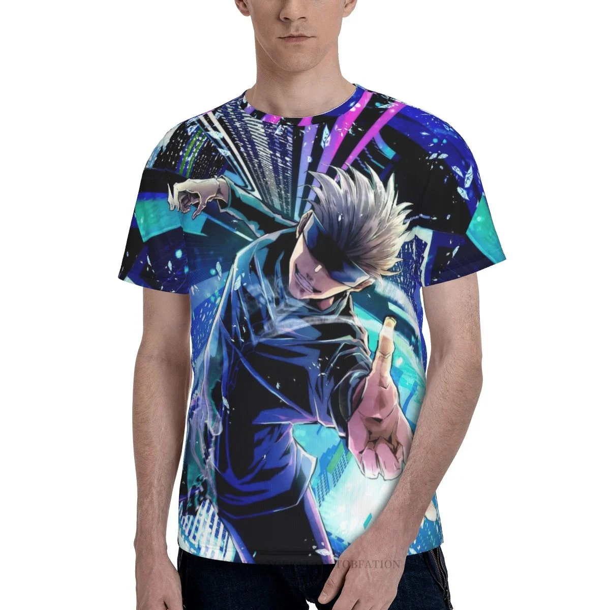 

Летние мужские футболки juютсу Kaisen, свободная футболка из полиэстера, быстросохнущая дышащая одежда с коротким рукавом и 3D принтом