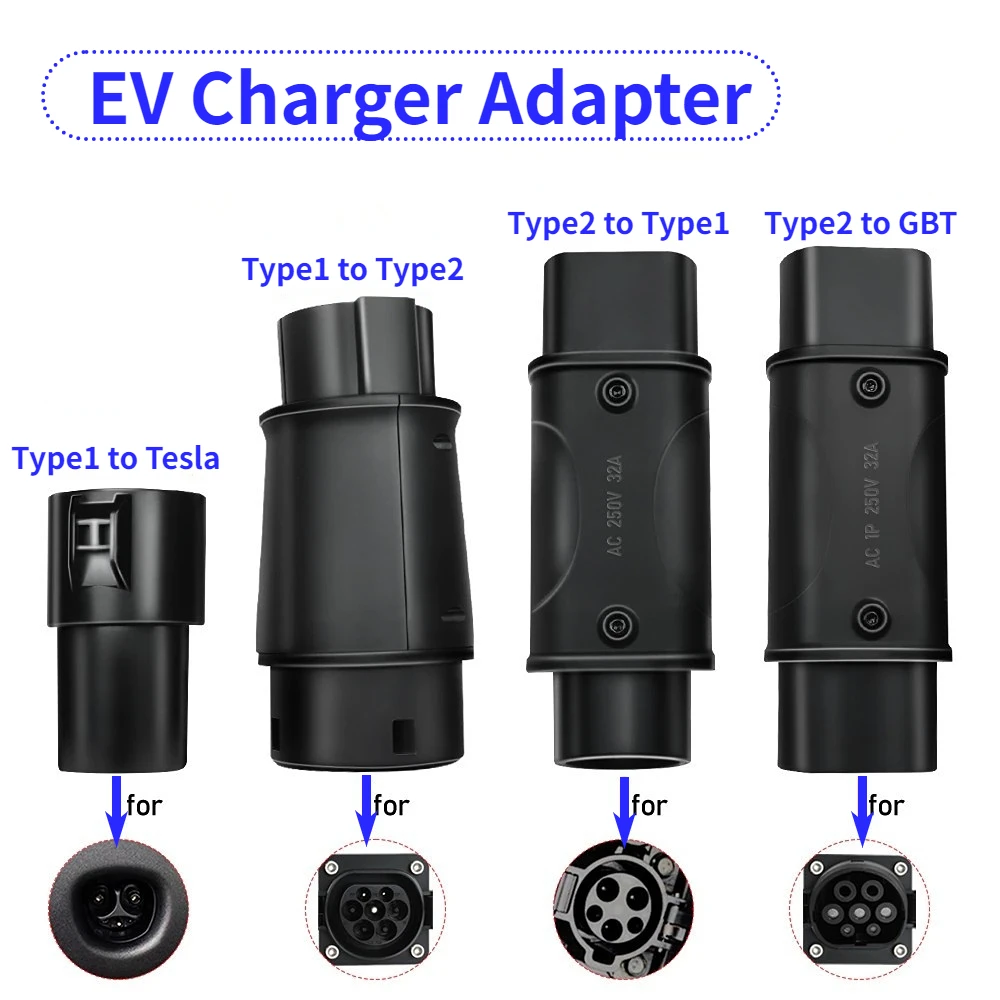 

EVSE Adaptor Type 1 to Type 2 EV Adapter Convertor SAE J1772 to Tesla EV Charger Connector for type 2 GBT Electric Car Use