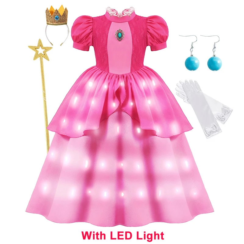 Платье Принцессы Со Светодиодной Подсветкой Для Девочек Костюм Бальное До
