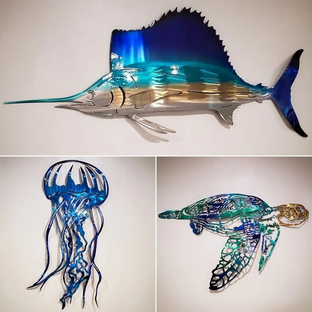 

Metal Sailfish Sea Turtles Beach Theme Wall Decor New Sea Wall Art Decor Wall|Exquisite