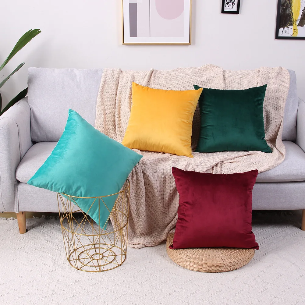 

New Pillowcase Luxury Velvet Cushion Cover Solid Color Throw Pillow Case for Sofa Car Decorative Lumbar Pillow Cover Home Decor