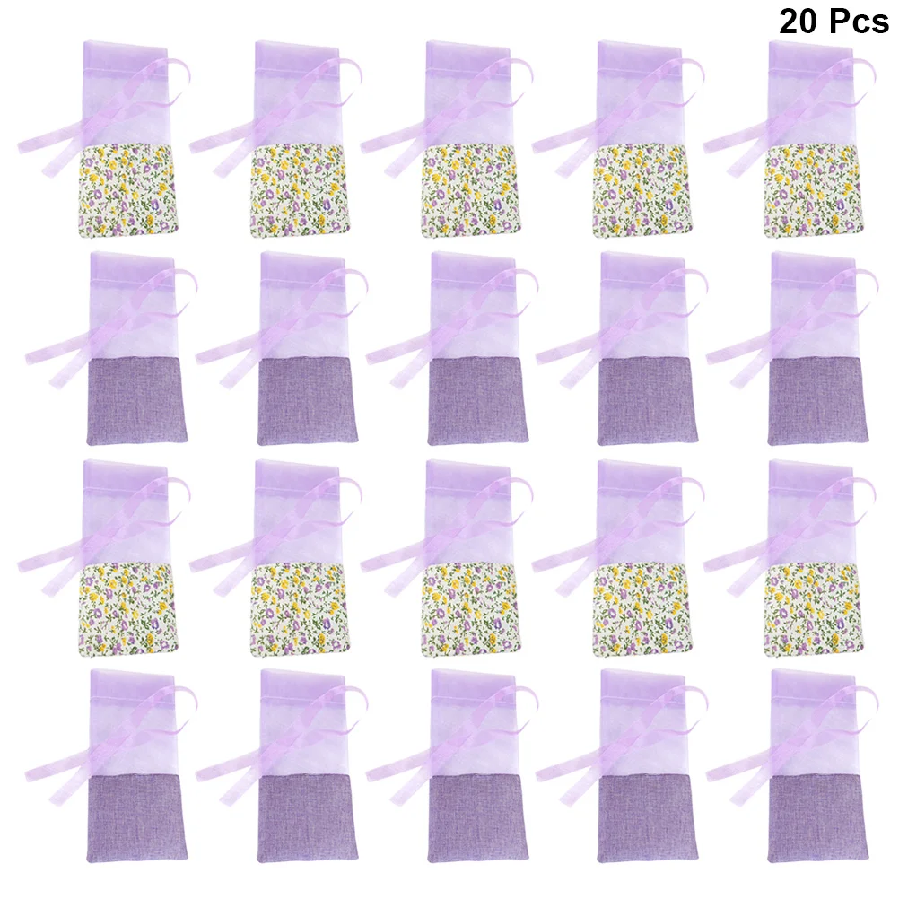 

20pcs Lavender Sachet Bags Empty Cotton Bags Organza Gauze Ribbons Storage Sacks Fragrance For Wardrobe Cars Jewelry Beads