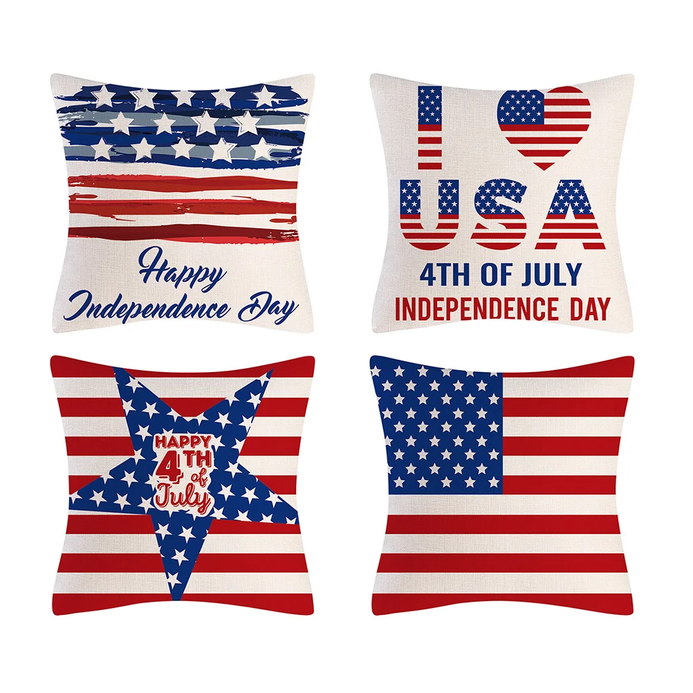 

Pillow Covers Patriotic Dayflag Cover American 4Th July Throw Independence 18X18 Pillowcase Cases Decorations Memorial Pillows