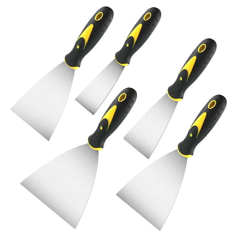 

HOT SALE 5Pcs Putty Knife Set 1.5/2/3/4/5 Inch Spackle Knife Set Stainless Steel Cleaning Shovel For Remove Wallpaper