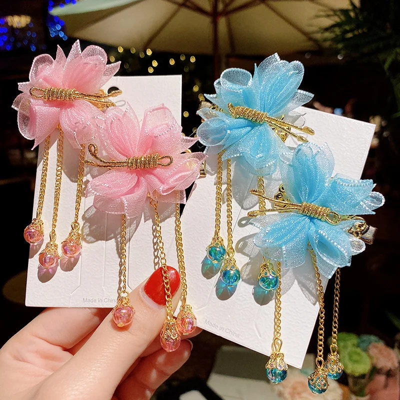 

Children's Hanfu Ancient Headdress Girl's Antique Hairpin Headdress Tassel Step Shake Little Girl's Chinese Hairpin Headdress