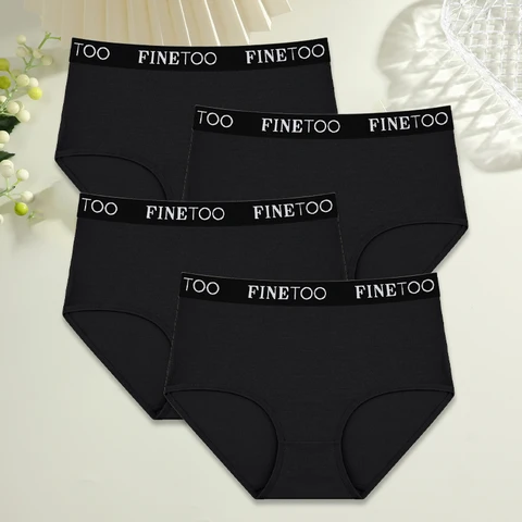FINETOO Бесшовные трусы из хлопка 4 шт.  S-XXL
