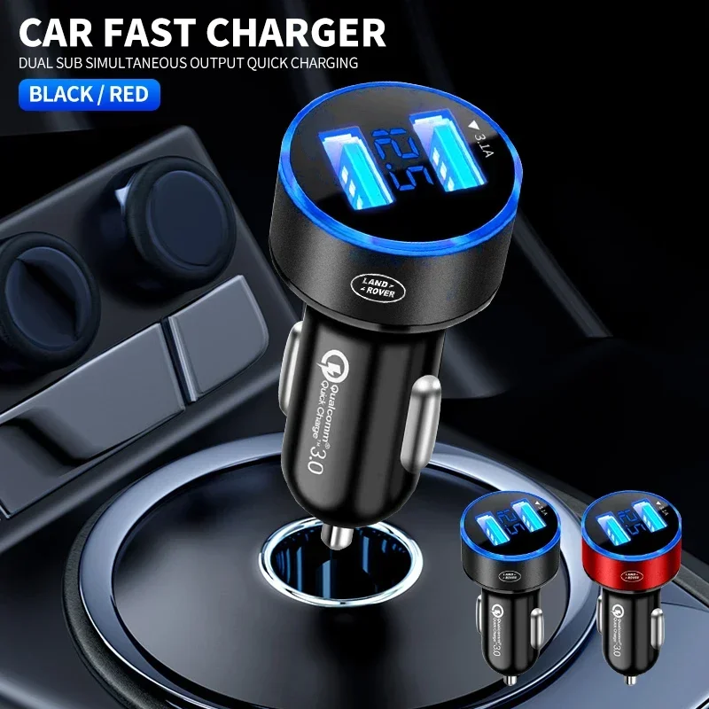Автомобильное зарядное устройство 2 USB-порта быстрая зарядка цифровой дисплей