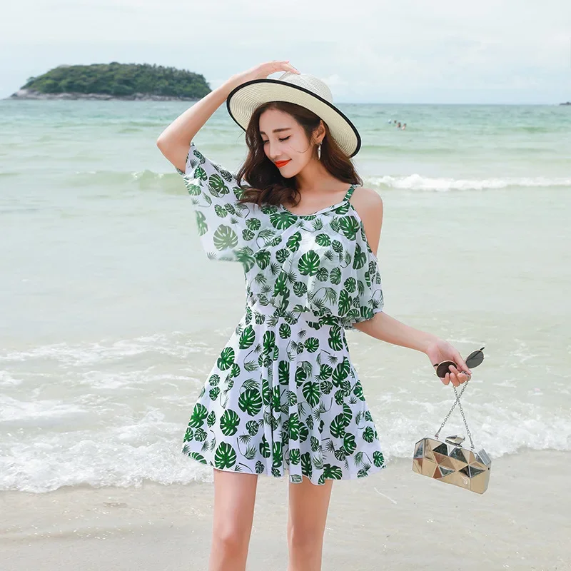 Модный Купальник женский купальник с принтом Раздельный открытый облегающий