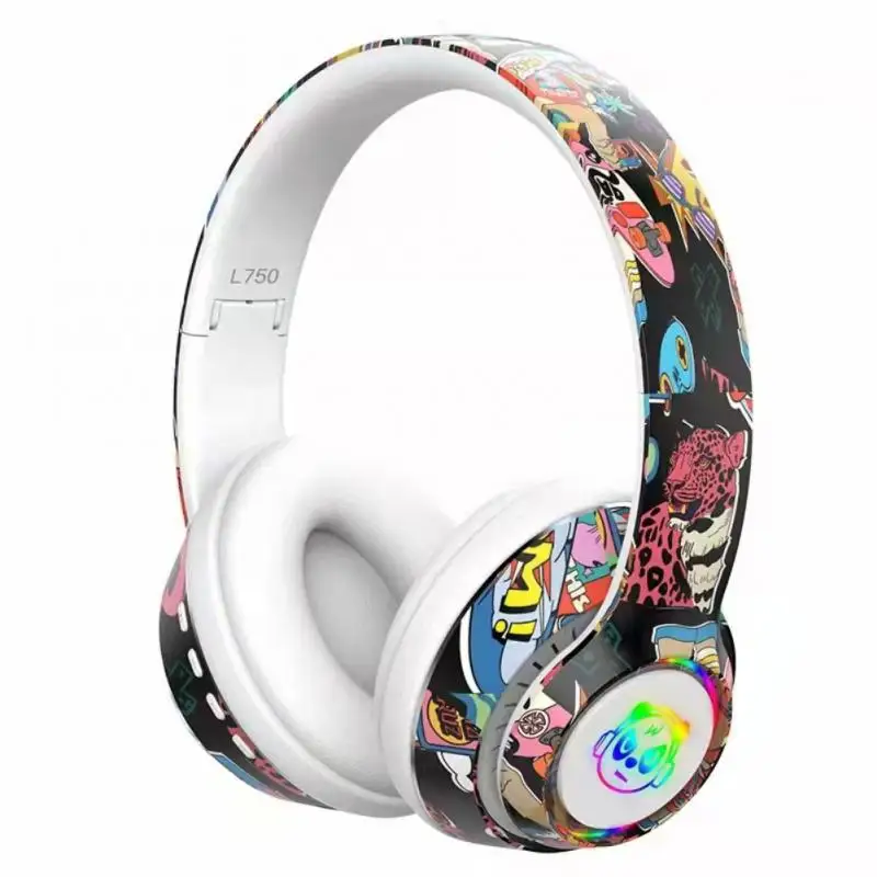 

New L750 Bluetooth-compatible Headset Fashion 400 Mah Music Earphone Wireless Foldable Tws Earbuds Hand-painted Headphones