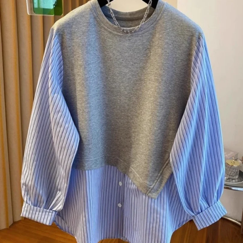 Весенняя модельерская одежда Америка Полосатая рубашка с длинным рукавом Жилет