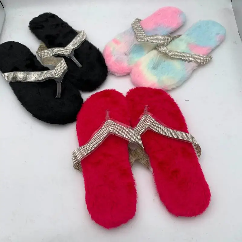 

Вьетнамские женские пляжные туфли на плоской подошве, модные шлепанцы, бархатная резиновая износостойкая обувь, пушистые тапочки