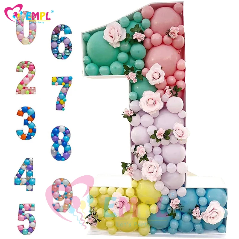 

1M Giant Number Mosaic Balloons Frame DIY Digit 0-9 Balloons Filling Box Kids Adults Birthday Party Anniversary Wedding Backdrop