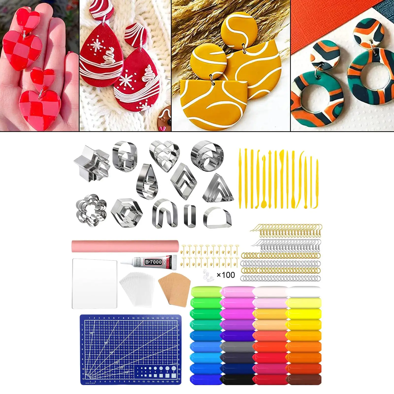 

Полимерные глиняные Резы 364x с 40 шт. крючков для сережек, открыток для сережек, золотые серьги-гвоздики, искусственные бриллианты