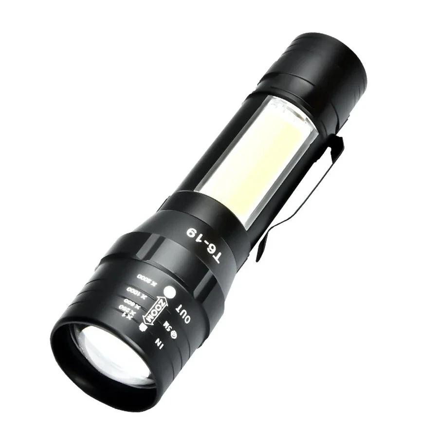 

Миниатюрный фонарик T6 + COB, портативный многофункциональный светодиодный фонарик из алюминиевого сплава с перезаряжаемым аккумулятором
