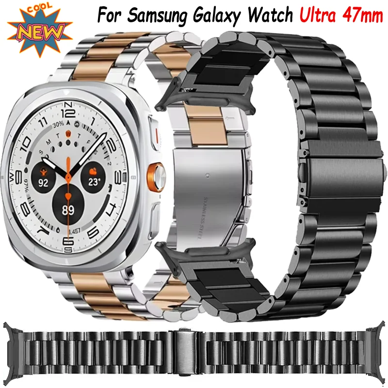 Фото Металлический ремешок для Samsung Galaxy Watch 8 Ultra, 47 мм, складная застежка из нержавеющей стали, браслет для Galaxy Watch 7 Ultra, аксессуар Correa №1