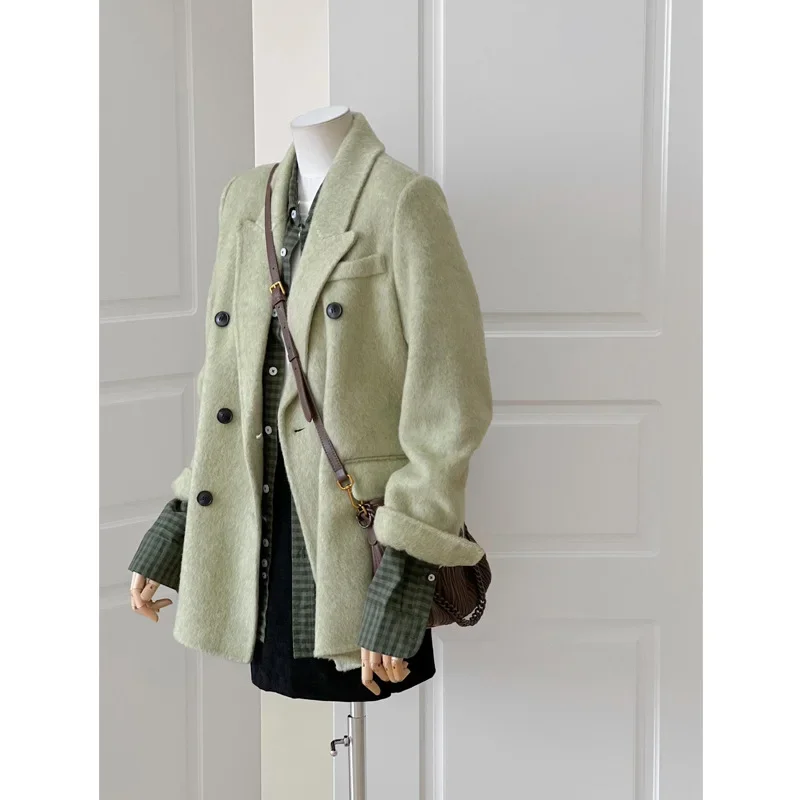 2024 новая элегантная шерстяная куртка в корейском стиле женская осенне-зимняя