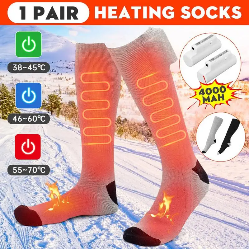 

Winter Electric Heated Socks Men Women Thermal Heating Foot Warmer USB Rechargeable Heating Foot Warmer Hiking Skiing Warm Sock