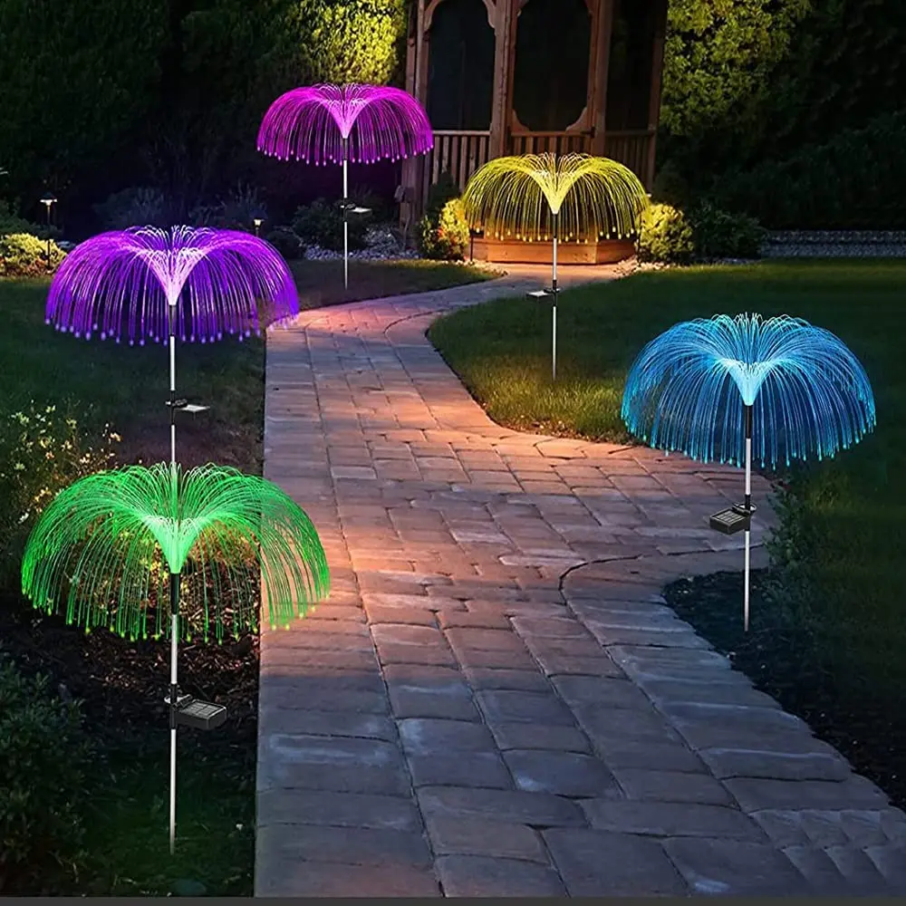 Solar fiber optic lamp Jellyfish lamp landscape lamp inserted in other places Christmas festival fireworks lamp Jellyfish lamp