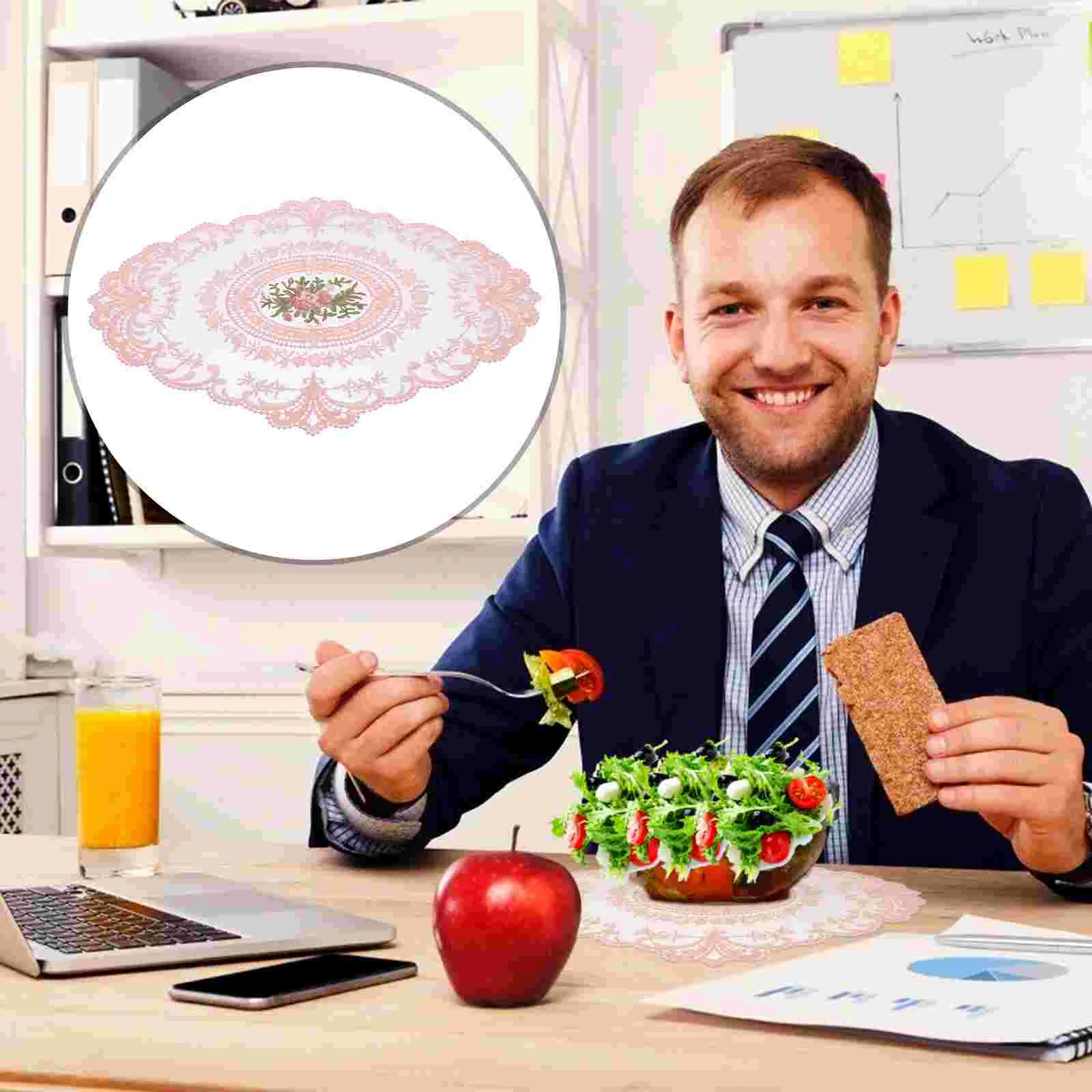 

2 Pcs Lace Placemat Oval Placemats Crochet Doilies Table Bar Coaster Milk Silk Material Silk Doilies Bride