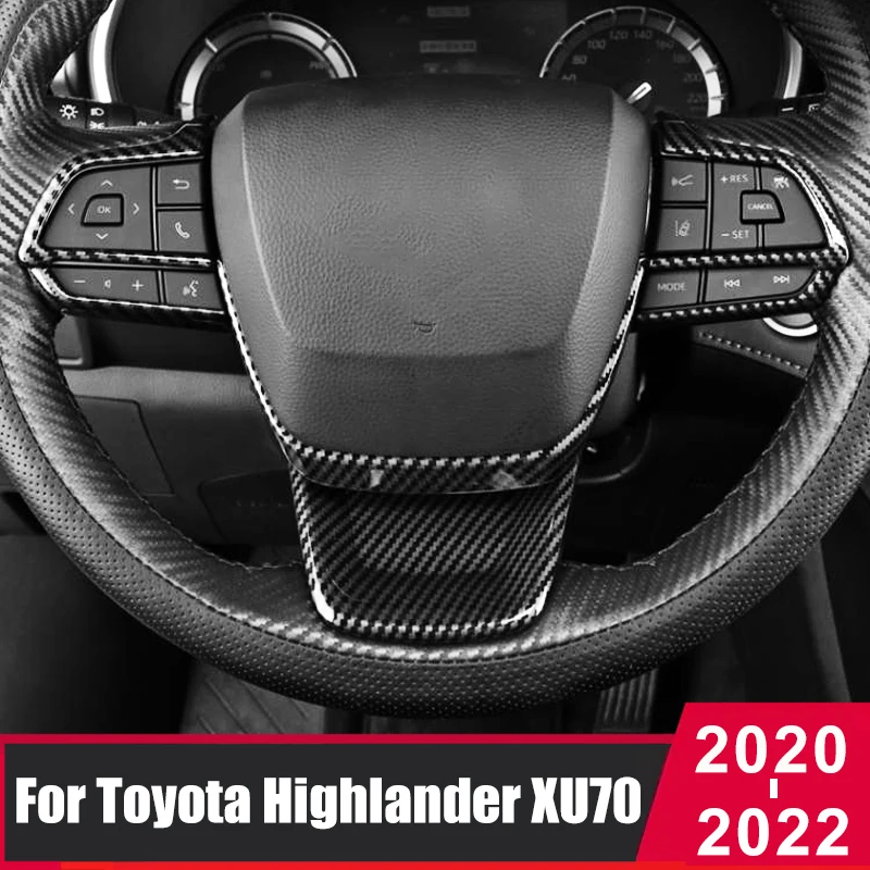 

ABS Carbon Fiber Car Steering Wheel Panel Cover Trim Sticker For Toyota Highlander Kluger XU70 2020 2021 2022 2023 Accessories