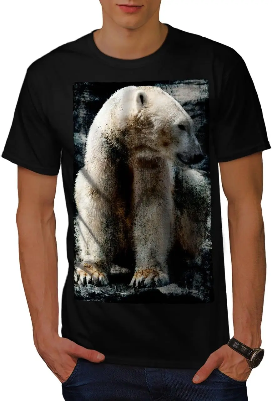 Мужская футболка Wellcoda Polar Bear Wild Animal белая с графическим принтом