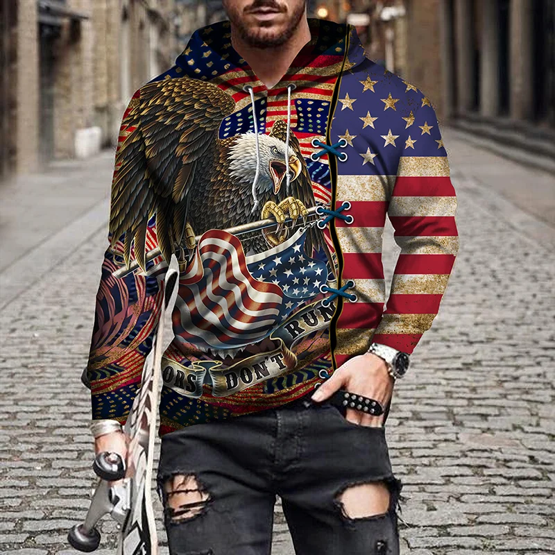

New Hot-Selling Eagle Flag 3D Print Uinsex/Men's Hoodies Fashion Tops Daily Casual Long-Sleeved Top High Street Wear