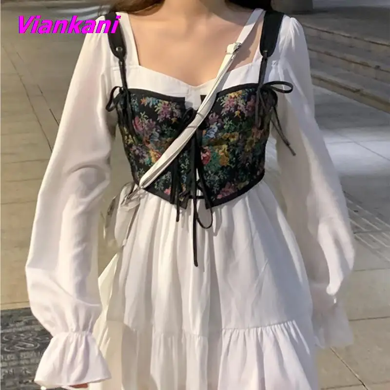 

Elegant Evening Midi Dresses Women Autumn 2022 New Long Sleeve Casual Fashion Party Dresses Korean Slim France Dress